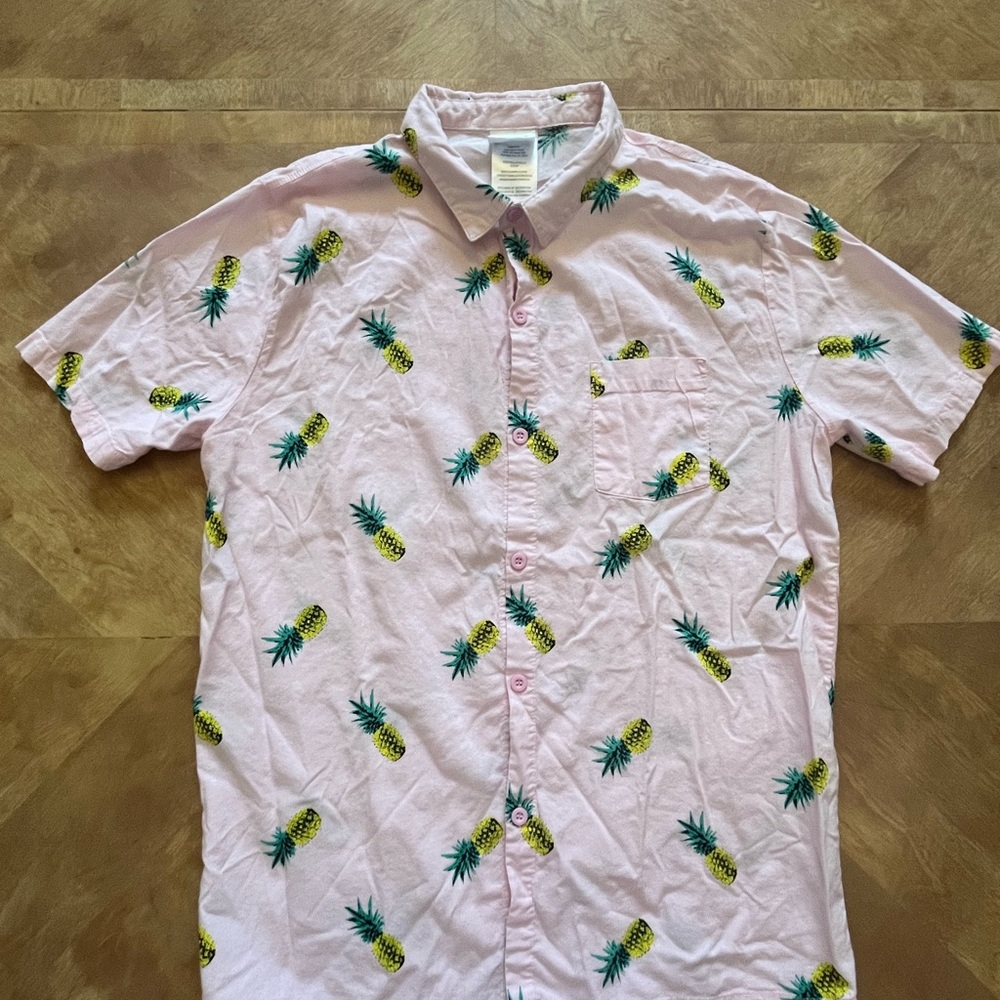 Target Pink Pineapple Print Button-Down Shirt – Size S